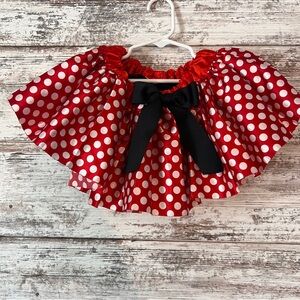 Red and White Polka Dot Tutu Skirt with Black Bow